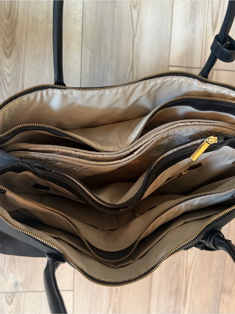 Tumi Black Nylon Laptop Tote with Gold Hardware